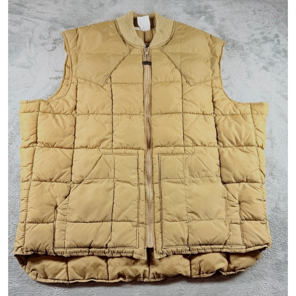 Vtg Walls Blizzard Pruf Insulated Vest Mens L Tan USA Workwear